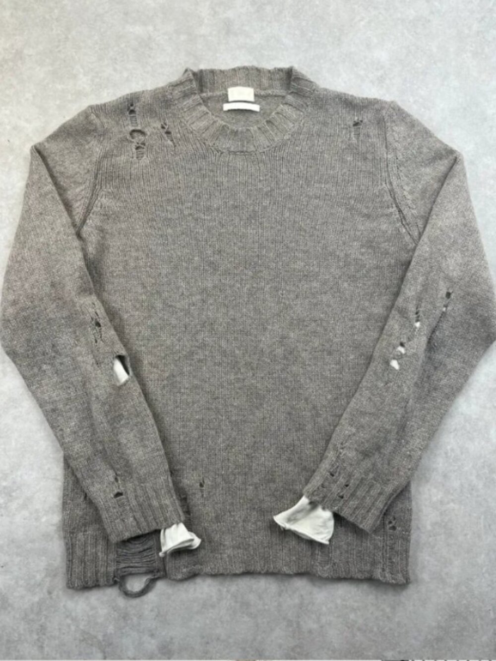 Diesel Grey Wool Distressed Avant-Garde Sweater